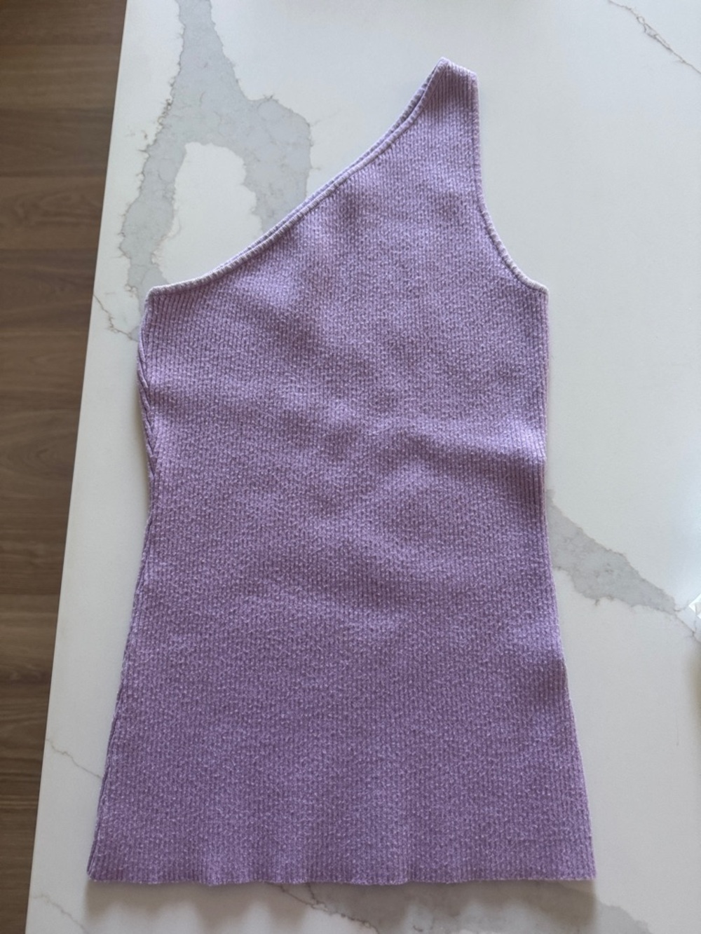 One-Shoulder Ribbed Tank Top in Lilac - Women's